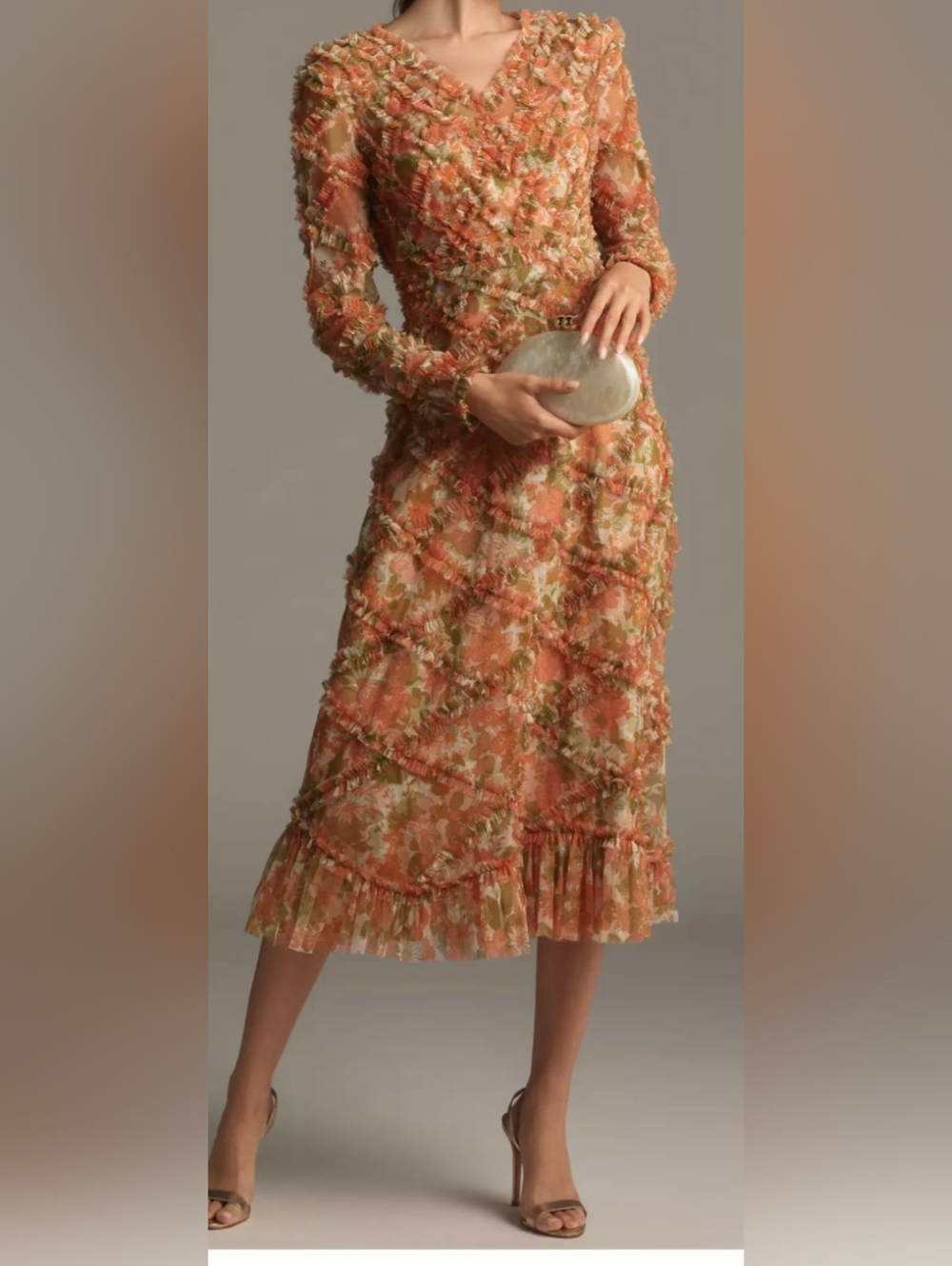 NWT Mac Duggal Floral Textured Midi Dress